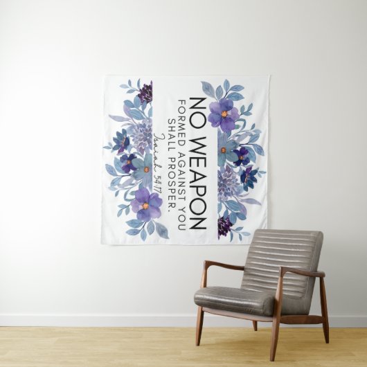 Jesaja 54:17 Geen Wapen Christelijke Paarse Bloeme Wandkleed (In Situ (horizontaal))