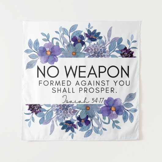 Jesaja 54:17 Geen Wapen Christelijke Paarse Bloeme Wandkleed (Voorkant)