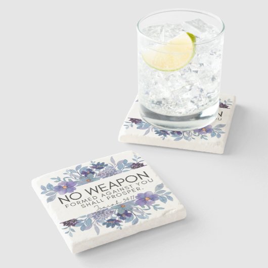 Jesaja 54:17 Geen Wapen Christelijke Schrift Flora Stenen Onderzetter (Zijkant)