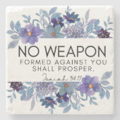 Jesaja 54:17 Geen Wapen Christelijke Schrift Flora Stenen Onderzetter (Voorkant)