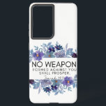 Jesaja 54:17 Geen wapen gevormd tegen u Floral Samsung Galaxy Hoesje<br><div class="desc">Geen wapen tegen jou zal bloeien. Jesaja 54:17 Bijbelgeschrift Paarse bloemontwerp.</div>