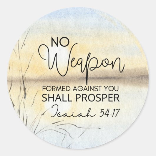 Jesaja 54 17 Geen wapen tegen u, Bijbel Ronde Sticker (Voorkant)