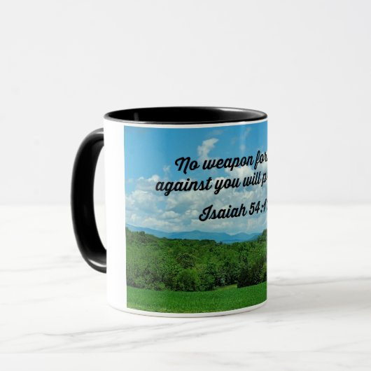 Jesaja 54:17 Geen wapen tegen u Mok (Voorkant links)