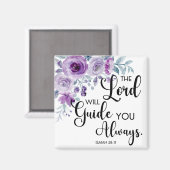 Jesaja 58:11 Paarse Bloemen Christelijk Bijbelvers Magneet (Voorkant / Achterkant)