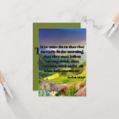 Jesaja 5:11 KJV Bijbel Schrift Pic Groet Kaart (Voorkant / Achterkant in situ)