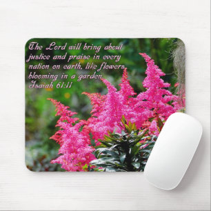 Jesaja 61:11 Roze Bloemige Inspirerend Muismat