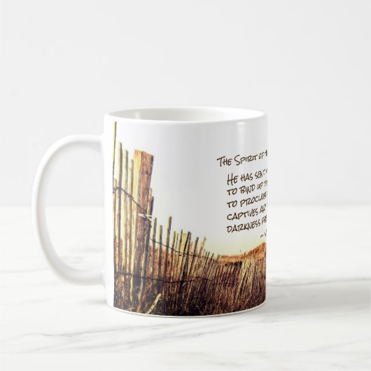 Jesaja 61:1 De Geest van de Heer is op Mij, Koffiemok (Links)