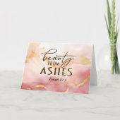 Jesaja 61 3 Schoonheid uit as Bijbelvers Roze Kaart (Voorkant)