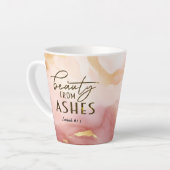 Jesaja 61 3 Schoonheid uit as Bijbelvers Roze Latte Mok (Linkerhoek)