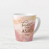 Jesaja 61 3 Schoonheid uit as Bijbelvers Roze Latte Mok (Rechterhoek)