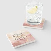 Jesaja 61 3 Schoonheid uit as Bijbelvers Roze Stenen Onderzetter (Zijkant)