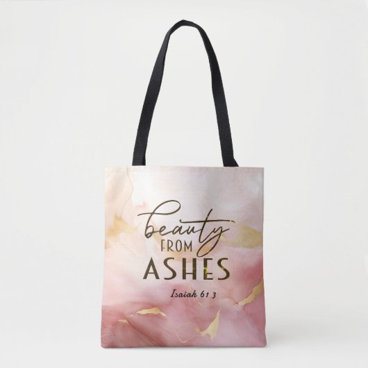 Jesaja 61 3 Schoonheid uit as Bijbelvers Roze Tote Bag (Voorkant)