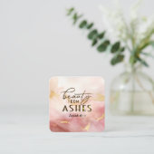 Jesaja 61 3 Schoonheid uit as Bijbelvers Roze Vierkante Visitekaartje (Staand voorkant)