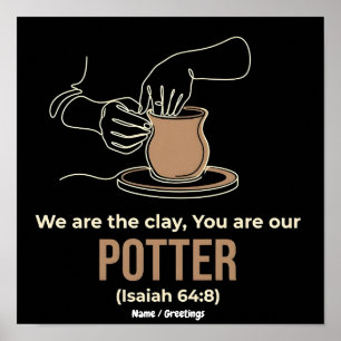 Jesaja 64:8 Potter en Klei Minimalistische Lijnkun Poster