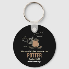 Jesaja 64:8 Potter en Klei Minimalistische Lijnkun Sleutelhanger
