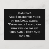 Jesaja 6:8 Hier ben ik, zend mij Christelijke miss Briefkaart (Voorkant)