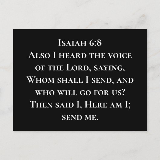 Jesaja 6:8 Hier ben ik, zend mij Christelijke miss Briefkaart (Voorkant)