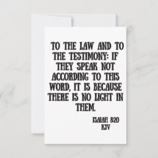 Jesaja 8:20 KJV Bijbel Schrift Groet Kaart (Voorkant)