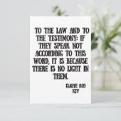 Jesaja 8:20 KJV Bijbel Schrift Groet Kaart (Staand voorkant)