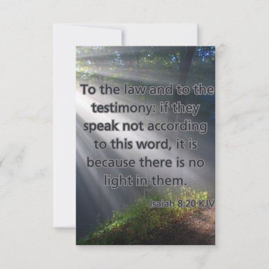 Jesaja 8:20 KJV Bijbel Schrift Pic Groet Kaart (Voorkant)
