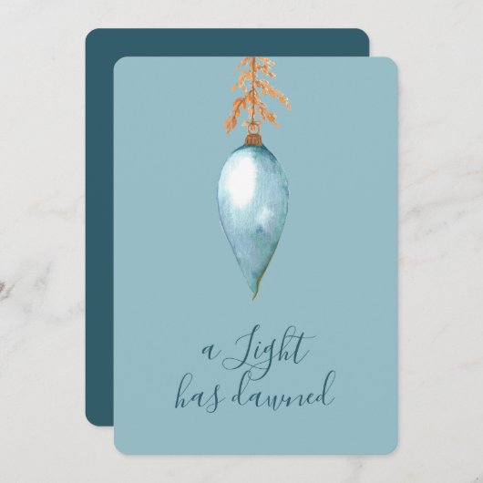 Jesaja 9:2 Elegant blauw Waterverf kerst Feestdagenkaart (Voorkant / Achterkant)