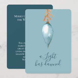Jesaja 9:2 Elegant blauw Waterverf kerst Feestdagenkaart
