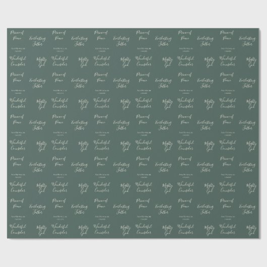 Jesaja 9:6 | Aangepaste Bijbel Verse Pine Sage Ker Cadeaupapier (Vlak)