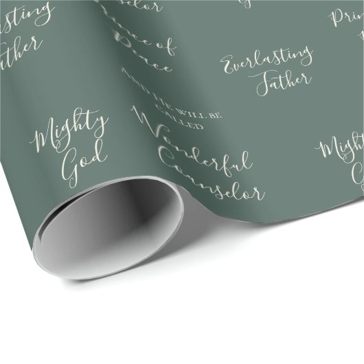 Jesaja 9:6 | Aangepaste Bijbel Verse Pine Sage Ker Cadeaupapier (Rol Hoek)