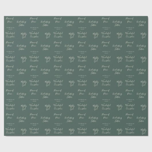 Jesaja 9:6 | Aangepaste Bijbel Verse Pine Sage Ker Cadeaupapier (Zoom)