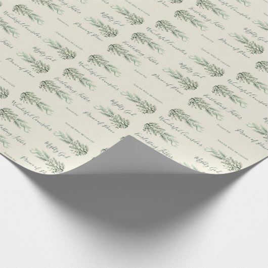 Jesaja 9:6 Christelijk Modern Script Pine Christma Cadeaupapier (Hoek)