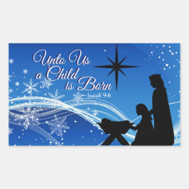 Jesaja 9:6 "een kind is geboren" Kerstmis Geboorte Rechthoekige Sticker
