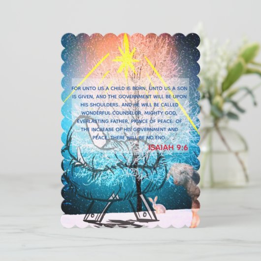 Jesaja 9:6 Een kind wordt met Kerstmis geboren Feestdagenkaart (Staand voorkant)