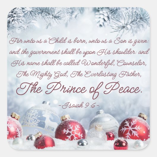 Jesaja 9:6 Een kind wordt met Kerstmis geboren Vierkante Sticker (Voorkant)