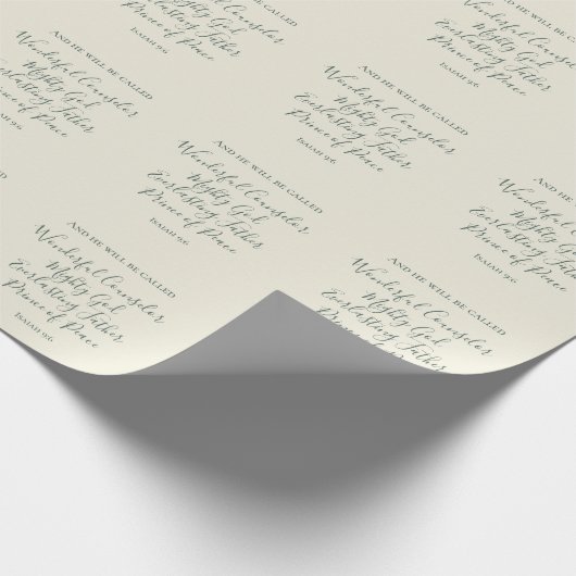 Jesaja 9:6 Elegante salie groen Christelijke kerst Cadeaupapier (Hoek)