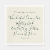 Jesaja 9:6 Elegante salie groen Christelijke kerst Servet (Voorkant)