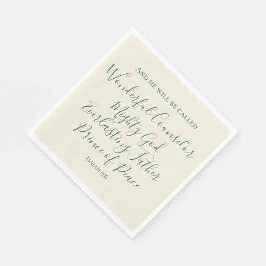 Jesaja 9:6 Elegante salie groen Christelijke kerst Servet (Hoek)