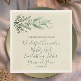Jesaja 9:6 Elegante unieke groene dennenboom Kerst Servet