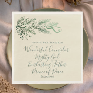 Jesaja 9:6 Elegante unieke groene dennenboom Kerst Servet