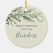Jesaja 9:6 Gepersonaliseerd Modern Pine kerstcadea Keramisch Ornament (Achterkant)