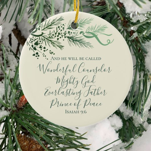 Jesaja 9:6 Gepersonaliseerd Modern Pine kerstcadea Keramisch Ornament