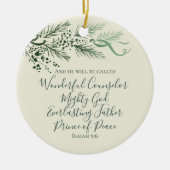 Jesaja 9:6 Gepersonaliseerd Modern Pine kerstcadea Keramisch Ornament (Voorkant)