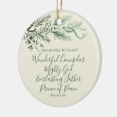 Jesaja 9:6 Gepersonaliseerd Modern Pine kerstcadea Keramisch Ornament (Links)