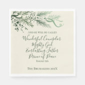 Jesaja 9:6 Gepersonaliseerde Sage Pine Kerstmis Servet (Voorkant)