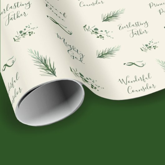 Jesaja 9:6 | Hand getrokken Pine Sage Custom Chris Cadeaupapier