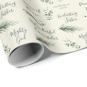 Jesaja 9:6 | Hand getrokken Pine Sage Faith Kerstm Cadeaupapier (Rol Hoek)