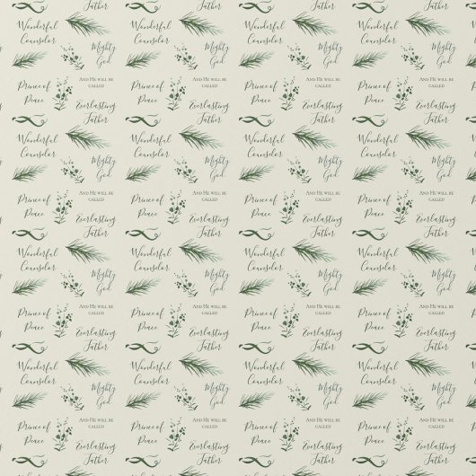 Jesaja 9:6 | Hand getrokken Pine Sage Faith Kerstm Cadeaupapier