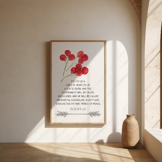 Jesaja 9:6 Minimale Kerst Schriftkunst Poster