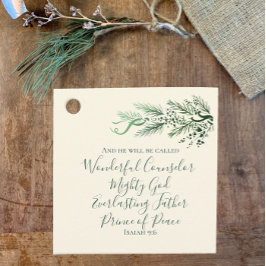 Jesaja 9:6 Prins van de Vrede Pine Custom Kerstmis Bedankjes Labels