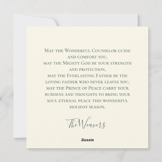 Jesaja 9:6 Prins van de Vrede Pine Custom Kerstmis Feestdagenkaart (Achterkant)