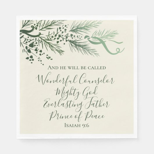Jesaja 9:6 Schriftgedeelte Aangepaste moderne denn Servet (Voorkant)